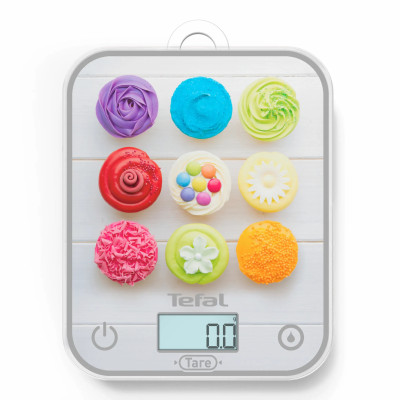 Tefal Ваги кухонні Optiss Cake Pops, 5кг, AAAx2 в комплекті, скло, різнокольорові