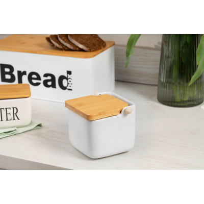 Цукорниця ARDESTO Midori 12х12х11см, 840мл, кераміка, бамбук, біла