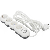 Удлинитель сетевой 2E Plus 4хТип F, 3х1мм кв, 10A, 3м, бело-серый 2E-U04VESM3W
