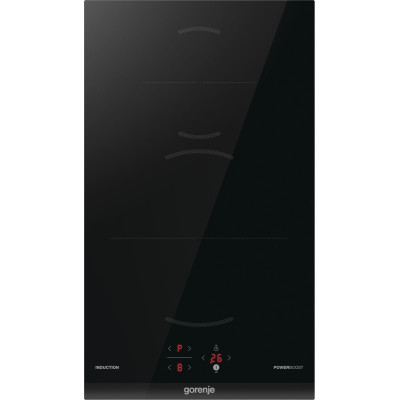 Варильна поверхня Gorenje індукційна, 30см, Доміно, PowerBoost, TouchControl, поєднання конфорок, чорний