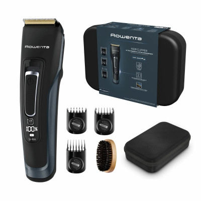 Машинка для стрижки Rowenta Advancer, для бороди, вусів, голови, мережа+акум., роторний мотор, насадок-3, кейс, титан.напил., темно-синій Машинка для стрижки Rowenta Advancer, для бороди, вусів, голови, мережа+акум., роторний мотор, насадок-3, кейс, титан.напил., темно-синій