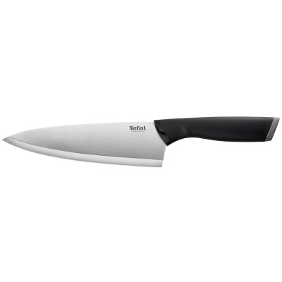 Кухонный нож поварской Tefal Comfort, 20см, с чехлом, нержавеющая сталь, пластик, черный