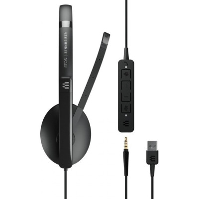 Sennheiser Гарнітура комп'ютерна моно On-Ear ADAPT 135T USB II, 3.5мм/USB, односпрямований, сертифікат Microsoft Teams, 1.8м, Чорний