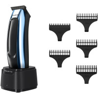Тример Rowenta Barber Experience, для голови, бороди, мережа+акум., роторний мотор, насадок-5, нержавіюча сталь з покриттям DLC, чорно-синій Тример Rowenta Barber Experience, для голови, бороди, мережа+акум., роторний мотор, насадок-5, нержавіюча сталь з покриттям DLC, чорно-синій