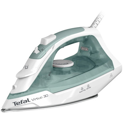 Праска Tefal Virtuo 30, 2000Вт, 240мл, паровий удар -120гр, постійна пара - 27гр, керам. підошва, біло-зелений