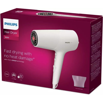 Фен Philips 5000 Series, 2100Вт, 3 режими, іонізація, хол. обдув, білий Фен Philips 5000 Series, 2100Вт, 3 режими, іонізація, хол. обдув, білий