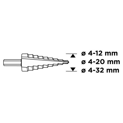 Свердло ступінчасте GRAPHITE TiN, 4x12/20/32мм, набір 3шт, 0.22кг
