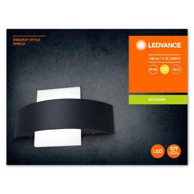 LEDVANCE Cвітильник LED 11Вт 3000К 410Лм фасадний ENDURA STYLE SHIELD чорний