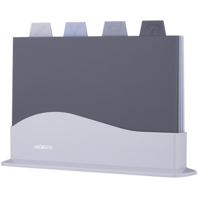 Набір дошок кухонних на підставці Ardesto Fresh, 4шт, 23.8x33.8x7см, пластик Набір дошок кухонних на підставці Ardesto Fresh, 4шт, 23.8x33.8x7см, пластик