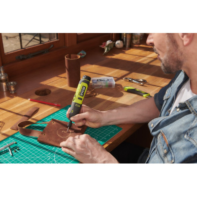 Шлифмашина шлифовально-гравировальная аккумуляторная Ryobi USB Lithium RRT4-120GA15 4В 1х2А-ч, 15 аксессуаров 0.23кг