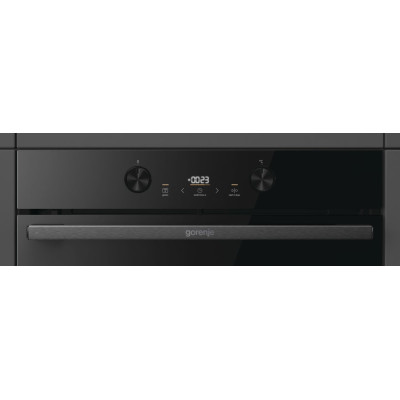 Gorenje Духова шафа електрична, 77л, A+, пара, дисплей, піроліз, чорний
