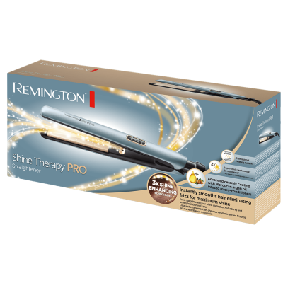 Випрямляч Remington Shine Therapy PRO, 54Вт, темп.режимів-9, 150-230С, дисплей, іонізація, кераміка, блакитний Випрямляч Remington Shine Therapy PRO, 54Вт, темп.режимів-9, 150-230С, дисплей, іонізація, кераміка, блакитний