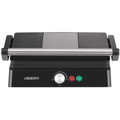 Гриль Ardesto прижимний 1800Вт, розкриття на 180°, чорно-сріблястий Гриль Ardesto прижимний 1800Вт, розкриття на 180°, чорно-сріблястий