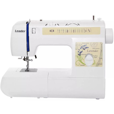 Швейная машина LEADER LAVENDER ,электромех., 70Вт, 22 швейных операций, петля полуавтомат, белый + синий Швейная машина LEADER LAVENDER ,электромех., 70Вт, 22 швейных операций, петля полуавтомат, белый + синий