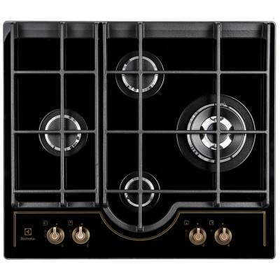 Варильна поверхня Electrolux газова на склі Rococo, 60см, чавун, чорний