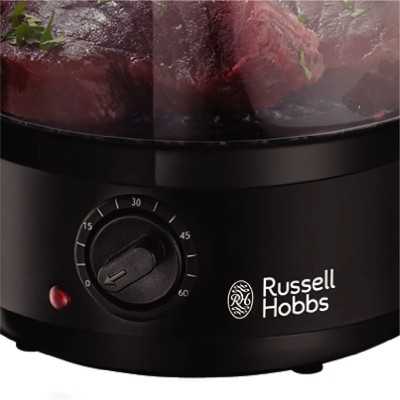Пароварка Russell Hobbs Kitchen Collection 400Вт, чаша-2.3/3.3л, резервуар для воды -0.5л, механическое управление, 3 яруса, пластик, черный
