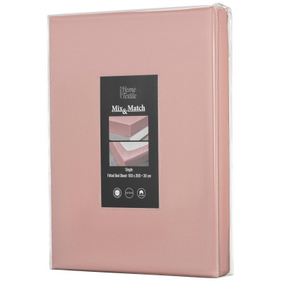 Простирадло на резинці ARDESTO Mix&Match Premium, 160х200+30см, 100% бавовна, сатин, рожевий світлий
