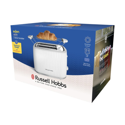 Тостер Russell Hobbs Eden 800Вт, пластик, подогрев, разморозка, белый