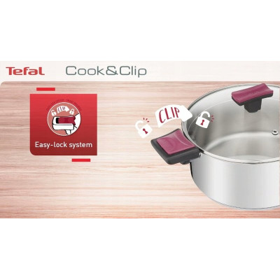 Набір посуду Tefal Cook&Clip, 10предметів, нержавіюча сталь,бакеліт, скло