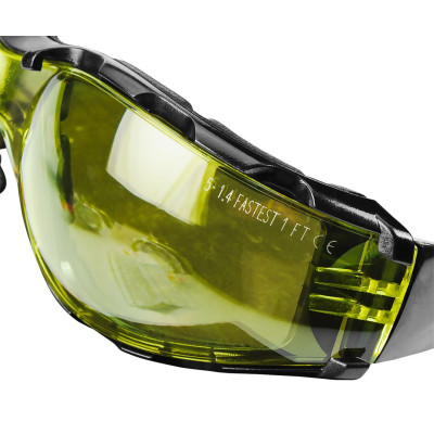 Окуляри захисні Neo Tools протиосколкові, клас захисту FT, резинові дужки, полікарбонат, жовтий