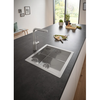 Мийка кухонна Grohe K700, нерж.сталь, квадрат., без крила, 464x464x200мм, чаша - 1, уніврсальна, матова нержавіюча сталь