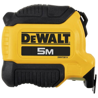 Рулетка DeWALT COMPACT, 5мх28мм, з фіксатором змотування, АБС-пластик, магніт Рулетка DeWALT COMPACT, 5мх28мм, з фіксатором змотування, АБС-пластик, магніт