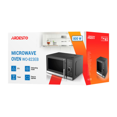 Мікрохвильова піч ARDESTO, 23л, електр.керув., 800Вт, дисплей, відкр.ручкою, чорний