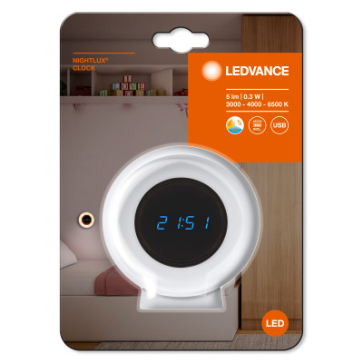 LEDVANCE Нічник NIGHTLUX CLOCK білий