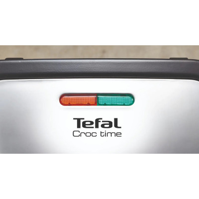 Сендвічмейкер Tefal Croc Time 700Вт, 1 пластина-гриль, корпус-пластик, чорно-сріблястий