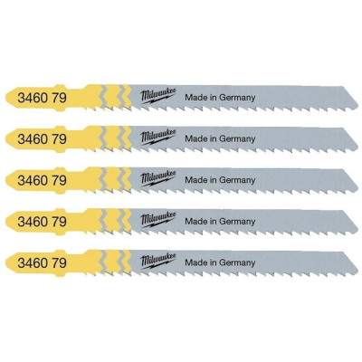 Полотно пиляльне для лобзика Milwaukee T101BR, по дереву, крок зуба 2.5ммх75мм, 5шт Полотно пиляльне для лобзика Milwaukee T101BR, по дереву, крок зуба 2.5ммх75мм, 5шт