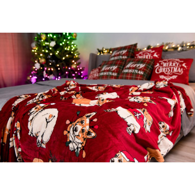 Плед ARDESTO Flannel 160х200см, 100% поліестер, різдвяні коргі