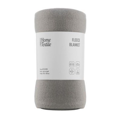 Плед ARDESTO Fleece 130x160см, 100% поліестер, сірий світлий
