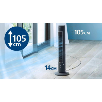 Вентилятор Philips колонний, 110см, 40Вт, пульт ДК, дисплей, графіт