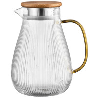 Глечик з кришкою ARDESTO 1480мл, боросилікатне скло, нержавіюча сталь, бамбук, прозорий Глечик з кришкою ARDESTO 1480мл, боросилікатне скло, нержавіюча сталь, бамбук, прозорий