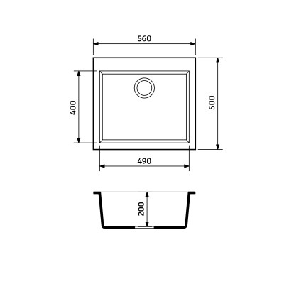 Мийка кухонна Adamant Univer, штучний камінь, квадрат, без крила, 560х500х200мм, чаша - 1, врізна, Old stone