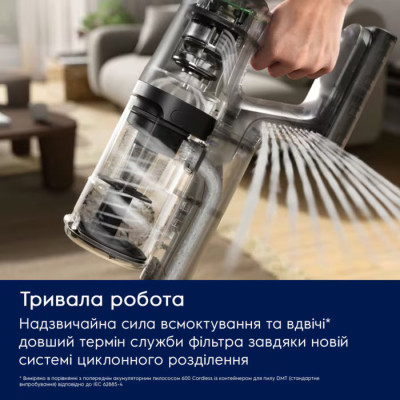 Electrolux Пилосос безпровідний, конт пил -0.5л, автон. робота до 50хв, вага-2.49кг, НЕРА12, 2 насадки, зелений