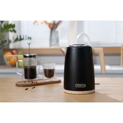 Електрочайник ARDESTO Wood Modern, 1.7л, метал, мат, Strix, чорний Електрочайник ARDESTO Wood Modern, 1.7л, метал, мат, Strix, чорний