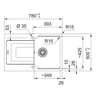 Мийка кухонна Franke Urban, фраграніт, прямокутник, з крилом, 780х500х220мм, чаша - 1, врізна, оборотна, UBG 611-78, сірий камінь