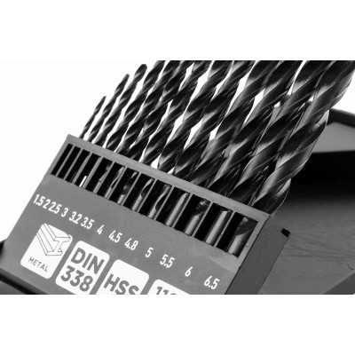 Набір свердел по металу GRAPHITE HSS зі швидкорізальної сталі HSS 1.5-6.5мм кейс 13шт