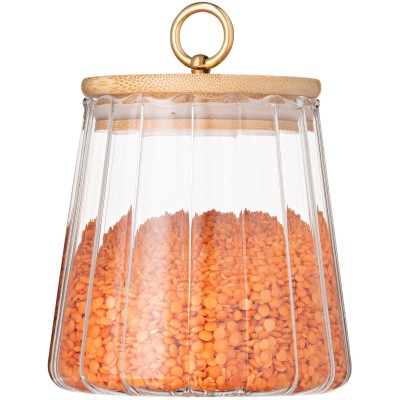 ARDESTO Банка для зберігання Fresh Vintage 650 мл, скло, бамбук ARDESTO Банка для зберігання Fresh Vintage 650 мл, скло, бамбук