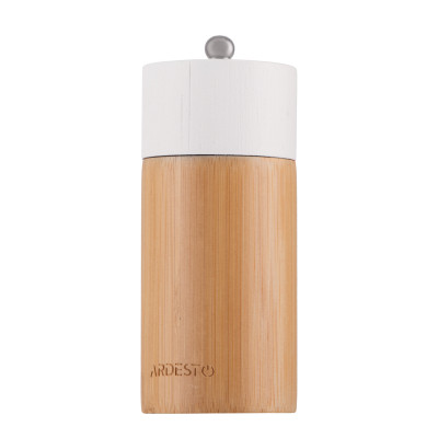 Набір млинків для солі та перцю ARDESTO Midori, 2 предмети, 35мл, бамбук, нержавіюча сталь, пластик, сірий, білий Набір млинків для солі та перцю ARDESTO Midori, 2 предмети, 35мл, бамбук, нержавіюча сталь, пластик, сірий, білий