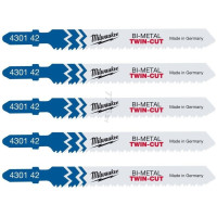 Полотно пиляльне для електролобзика Milwaukee T123XF Bi-Meta універсальне, крок зуба 2.5ммх91мм, 5шт