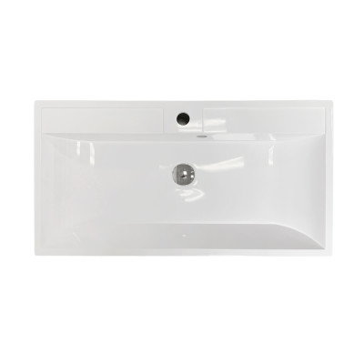 Раковина, умивальник Adamant STRENG NEW, штучний камінь, прямокут., з отвором для змішувача, з отвором для переливу, 790x410x123мм, накладний, білий