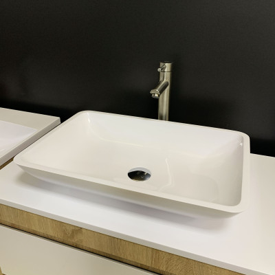 Раковина, умивальник Adamant LOWER, штучний камінь, прямокут., без отвору для змішувача та переливу, 560x360x100мм, накладний, білий Раковина, умивальник Adamant LOWER, штучний камінь, прямокут., без отвору для змішувача та переливу, 560x360x100мм, накладний, білий