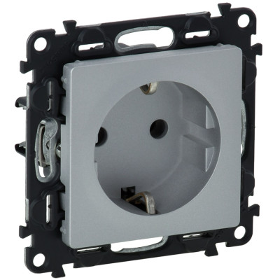 Розетка Schuko Legrand Valena LIFE, 16А, 250V, автоматичні клеми, алюміній