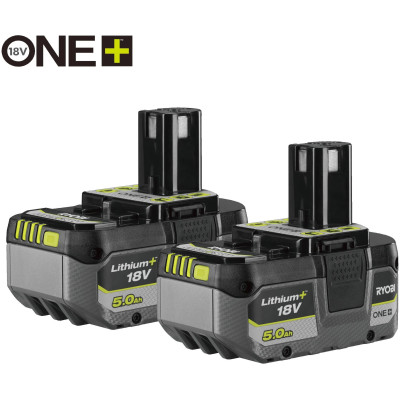 Набір акумуляторів Ryobi ONE+ RB1850X2 Lithium+ 18В 2х5А·год Набір акумуляторів Ryobi ONE+ RB1850X2 Lithium+ 18В 2х5А·год