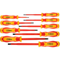 Викрутки Neo Tools набір 9шт, діелектрична, SL,PH, сталь S2 Викрутки Neo Tools набір 9шт, діелектрична, SL,PH, сталь S2