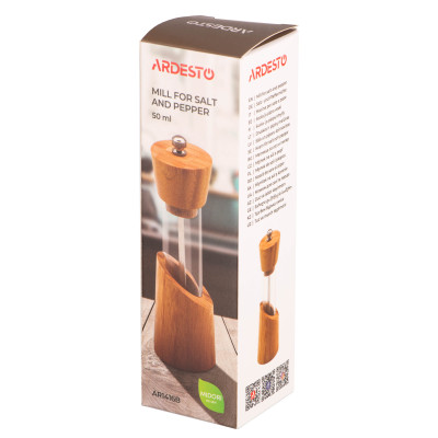 Млинок для солі та перцю ARDESTO Midori, 50мл, бамбук, нержавіюча сталь, пластик Млинок для солі та перцю ARDESTO Midori, 50мл, бамбук, нержавіюча сталь, пластик