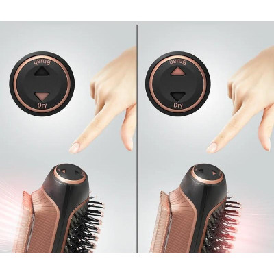 Фен-щітка Rowenta Reverso Dry&Brush 2в1, 1200Вт, 3 режими, іоніз-я, хол. обдув, насадок-2, кераміка, чорний-золотистий Фен-щітка Rowenta Reverso Dry&Brush 2в1, 1200Вт, 3 режими, іоніз-я, хол. обдув, насадок-2, кераміка, чорний-золотистий