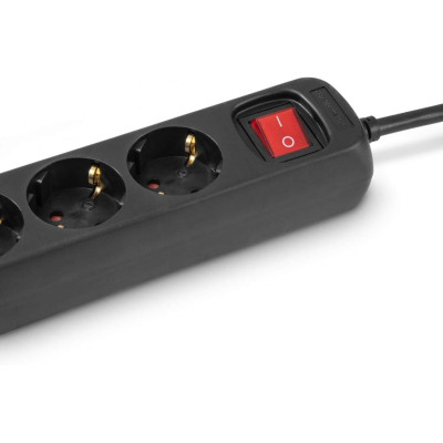 Подовжувач мережевий Hama 5м, 6хТип, 16А, фільтр, чорний